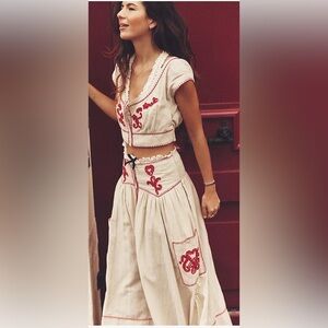 Free People White and Red Skater Long Skirt Set | Wild at Heart Set